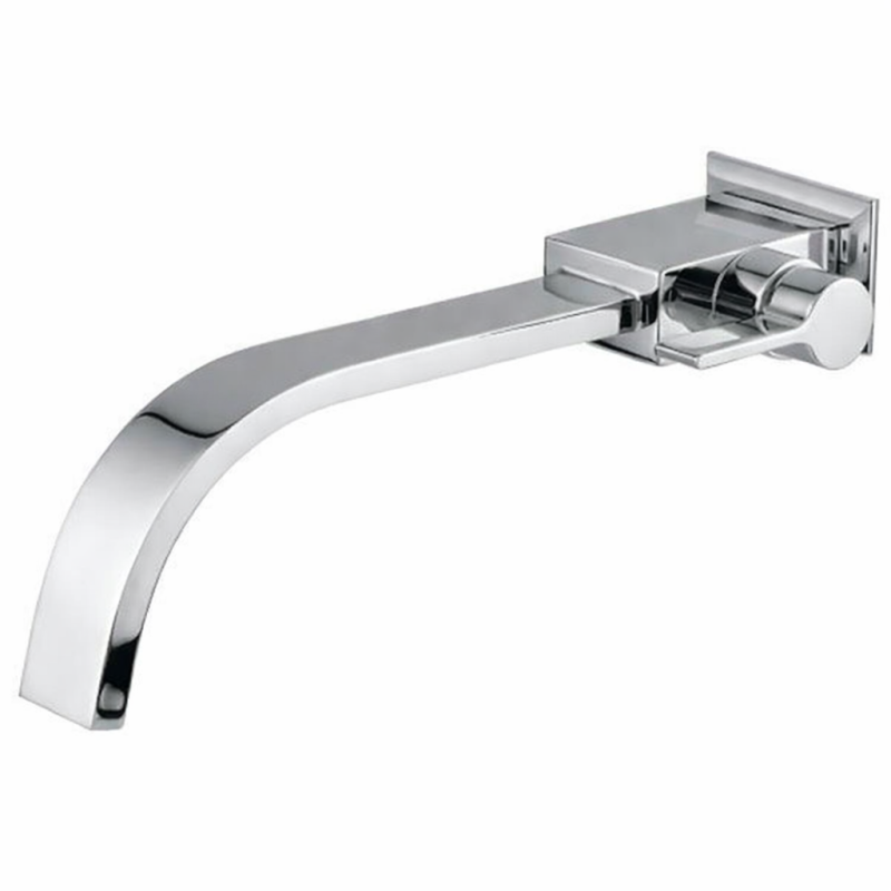 Torneira cromada, parede